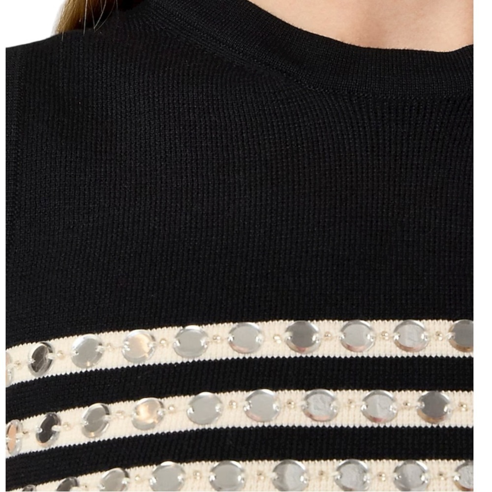 J Crew Black Ivory Embellished Sleeveless Sweater Shell Womens Size XL - Picture 3 of 13